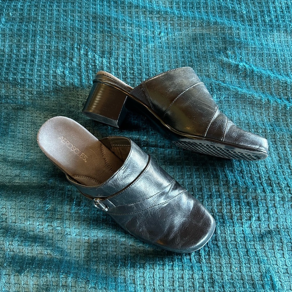 Aerosoles Black Heeled Mules.  Size 11M